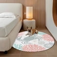 thumbnail image 3 of Teal Red Crab Coastal Large Round Rug 8 FT, Non Slip Living Room Area Carpet, Summer Coral Nautical Washable Soft Circle Rug Non-Shedding Floor Carpet for Bedroom Office Dining Room, 3 of 9