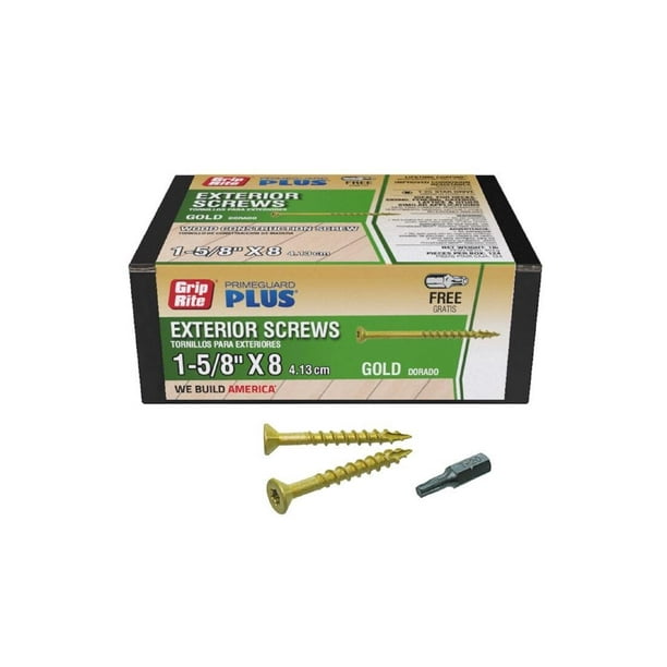 Grip-Rite L158stgd1 Tornillos para Cubierta de Cabeza Plana de 4.13 cm, 124 piezas