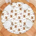 thumbnail image 2 of White Highland Cow Flower Pattern Round Fitted Tablecloth with Elastic Edge,Dining Table Cover Waterproof,Outdoor Round Tablecloth for Camping,Dining,Indoor and Outdoor, 2 of 7