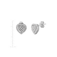 thumbnail image 2 of Women's Finecraft 1/10 cttw Diamond Halo Heart Stud Earrings in Sterling Silver, 2 of 3