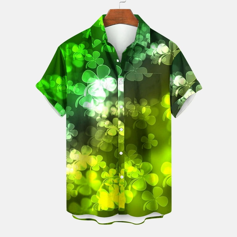 St. Patrick's Day Short Sleeve Beach Shirts, Men's Relaxed Fit