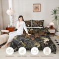 thumbnail image 3 of Castle Fairy Animal Deer Hunting King Size Comforter Sets 3pcs,Owl Bull Skull Leaves Comforters King Size,Brown Dark Green Cream,Black Reversible,1 Comforter and 2 Pillowcases, 3 of 6