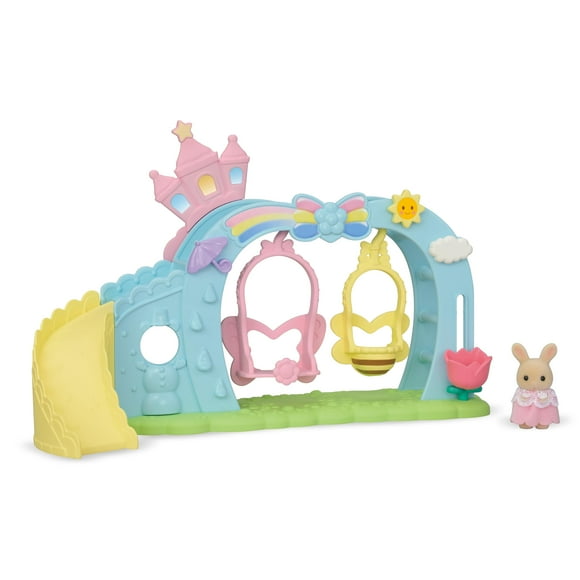 Columpio infantil Calico Critters con conejo de leche bebé acunado