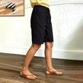 thumbnail image 5 of Breezora Women’s Baggy Cargo Denim Shorts – Wide Leg Knee Length Shorts with Pockets & Drawstring Waist, 5 of 6