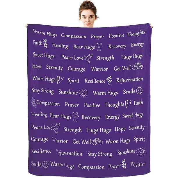 LHSHID Healing Blanket Get Well Soon Gifts Teal Compassion Blankets Sympathy Prayer Warm Hugs Courage Sunshine Throw Blankets Soft Cozy Blanket 40x50in