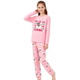 thumbnail image 4 of Beezizac Christmas Pajamas 2-Piece Girls Pink Llama Long Sleeve Set Cute Sisters Matching Jammies Size 12, 4 of 7