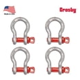thumbnail image 2 of 4 Pack Crosby G-209, 1/4"Anchor Shackle Forged Carbon Steel w/Alloy Screw Pin Shackle Load Limit # 1/2 Tons (6,610 lbs)| Heavy Duty D Ring Shackle for Towing, Rigging - 1018375, 2 of 9