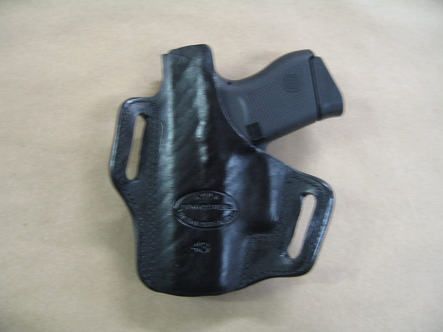 Azula OWB Leather 2 Slot Molded Pancake Belt Holster for Glock 43, 43X 9mm Pistol Black RH