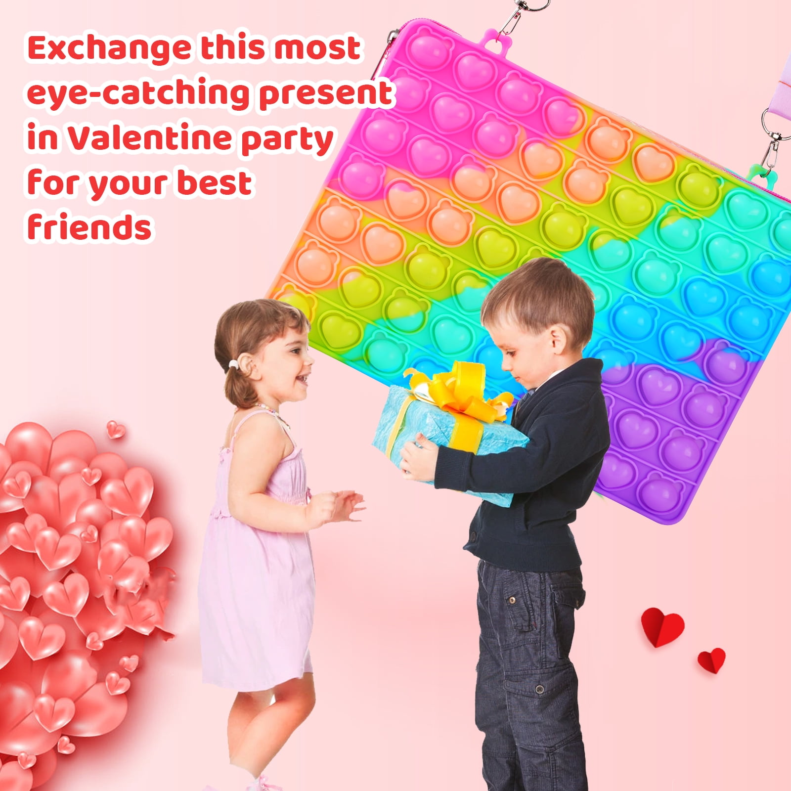  75 PCS Valentines Day Gifts for Kids,Valentines Mini Pop  Keychain with Valentines Day Cards,Valentine Exchange Gifts for Boys Girls  Valentines School Classroom Gifts,Valentines Party Favors : Toys & Games