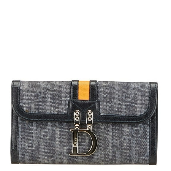 Pre-Owned Christian Dior Dior Trotter Flight Line Bifold Wallet in Black, Gray, Denim, and...