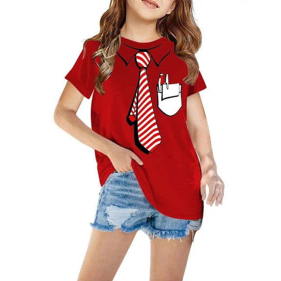 Nrmvnmi Boys Girls Casual T-shirt Short Sleeve Round Neck Graphic Print T-Shirt Summer Clothes Tops For 3-14 Years