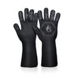 thumbnail image 2 of Guantes Resistente al calor Guante Silicona Revestimiento de silicona Mits de horno de ahorro de espacio Horneado reutilizable para asar a asar negro 1 par de 14 pulgadas kenally HA010624-02, 2 of 6