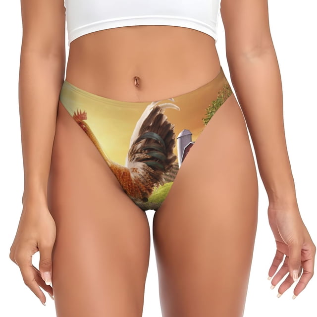 Fotbe Country Farm Morning Rooster Tanga Sin Costuras para Mujer con Estampado – Panties Invisibles, Transpirables y Cómodos para Uso Diario-3X-Large