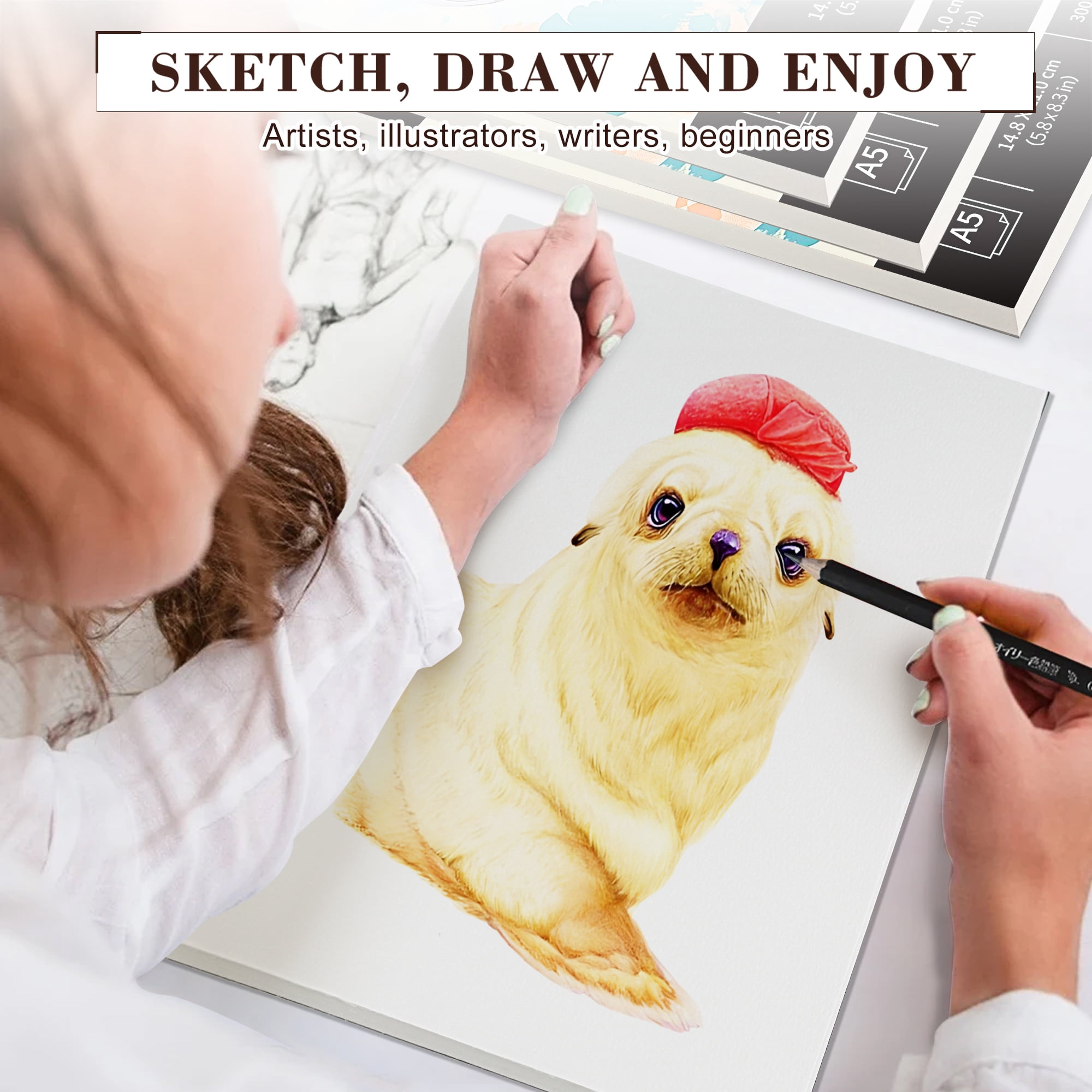 KINSPORY A5 Watercolor Paper Pad, 30 Sheets, 140lb/300gsm Artist Painting Paper, Sketchbook for Adults & Kids