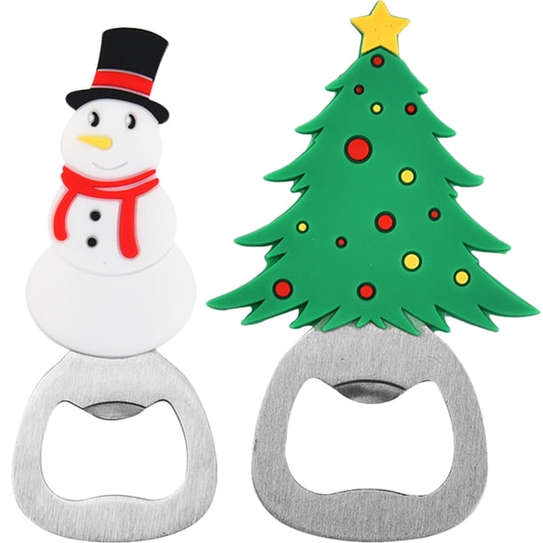 2 abridores de botellas navideños para cerveza, ideales como obsequios para fiestas.