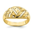 thumbnail image 1 of Solid 14k Yellow Gold Diamond-cut Striped Cut-Out Dome Ring Band Size 7, 1 of 8