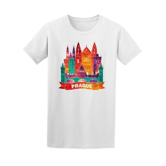 Prague Czech Republic Skyline T-Shirt Men -Image by Shutterstock, Male 4X-Large