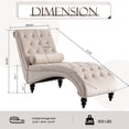 thumbnail image 5 of Muumblus Upholstered Chaise Lounge Indoor, Tufted Velvet Accent Chair with Wood Legs, Beige, 5 of 8