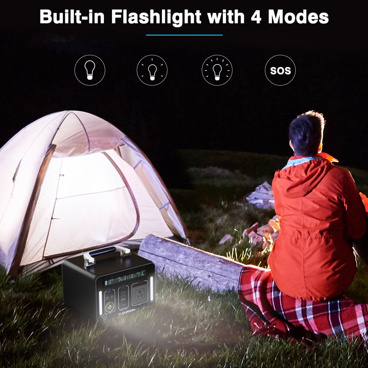 Portable Power Station, FLOUREON 500Wh Solar Generator for home use with AC Outlet, 12V Car, USB Output Power Supply for camping Road Trip Emergency Backup