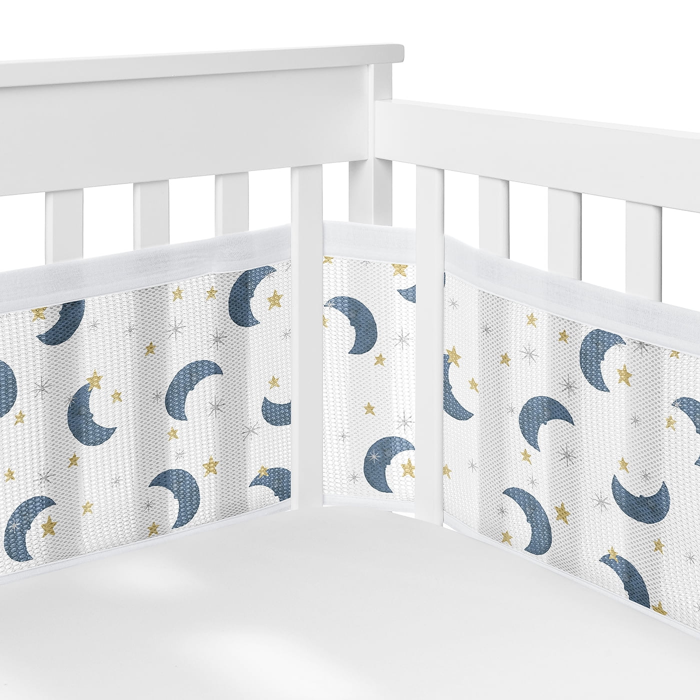 Sweet Jojo Designs Moon Bear Boy, Girl, Unisex/Gender Neutral Crib Bedding + BreathableBaby Breathable Mesh Liner
