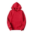 thumbnail image 2 of Zimjoy Fleece Hoodie for Men Solid Plain Casual Loose Hooded Fleece Sweatshirt with Pocket Long Sleeve Cozy Pullover Sweatshirts Outwear, Red 3XL, 2 of 4