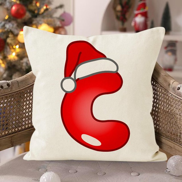 Ganfancp Navidad 26 Letter Pillow Cover Holiday Sofa Decoration Pillowcase -Border Linen Printed Cushion Cover Ofertas Del Día 1*Funda de Almohada