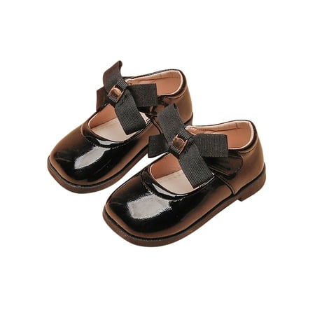 

Gomelly Girl s Dress Shoes Magic Tape Flats Princess Mary Jane Sandals Non-slip Uniform Shoe Children Kids Black 8C