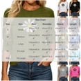 thumbnail image 2 of Floral Tshirts for Women 3/4 Sleeve Casual Tunic Shirts Crew Neck Loose Summer Fall Going Out Outfits Sky Blue, 2XL, 2 of 6