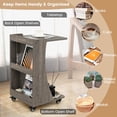 thumbnail image 6 of Topcobe C-Shaped Rolling End Side with Back Storage Shelves beside Sofa, Small End Tables Sofa Table for Small Spaces, Living Room Furniture, Gray, 6 of 9