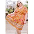 thumbnail image 2 of ABPHQTO Mini vestido con escote en V profundo floral de talla grande naranja para mujer, 2 of 5