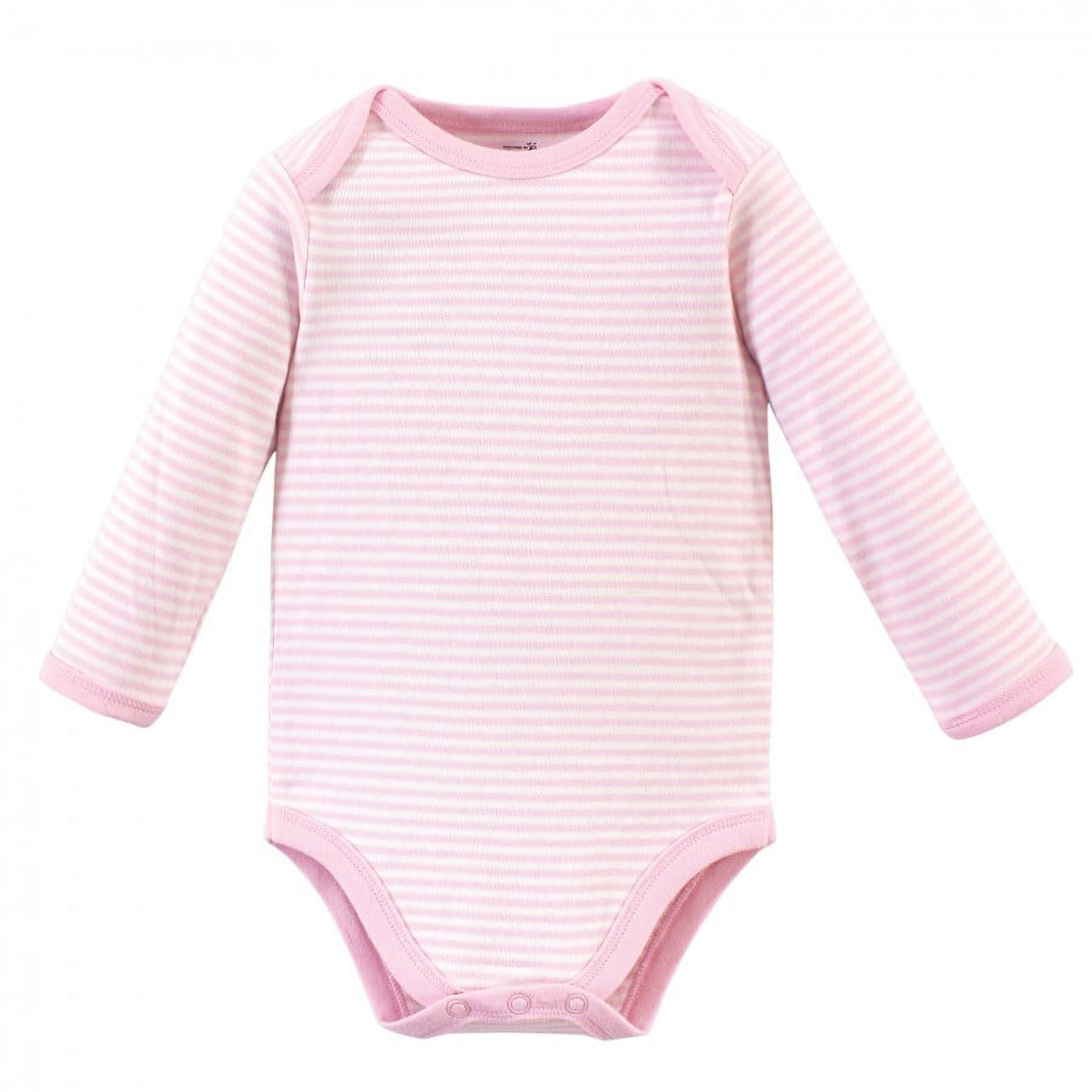 Touched by Nature Baby Girl Organic Cotton Long-Sleeve Bodysuits 5pk, Cherry Blossom, 6-9 Months