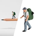 thumbnail image 3 of Esquirla 1:87 Resin Diorama People Character, Action Figure w/ Backpack Doll for Micro Scene DIY Railway Model r Green Backpack C, 3 of 8
