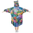 thumbnail image 2 of FORMRS Wearable Blanket Hoodie with Sleeves for Kids Cozy Flannel Sweatshirt, Art Plants, 2 of 7