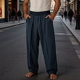 thumbnail image 2 of SAWOBUUN Mens Wide Leg Pleated Dress Pants Elastic Waist Loose Fit Trousers Comfortable Business Casual Pants, 2 of 5