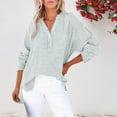 thumbnail image 2 of Breezora Draped V Neck Button Down Shirt Women Oversized Silhouette with French Cuffs for Minimalist Style and Lounge Wear XXXXXL Size Light Blue, 2 of 4