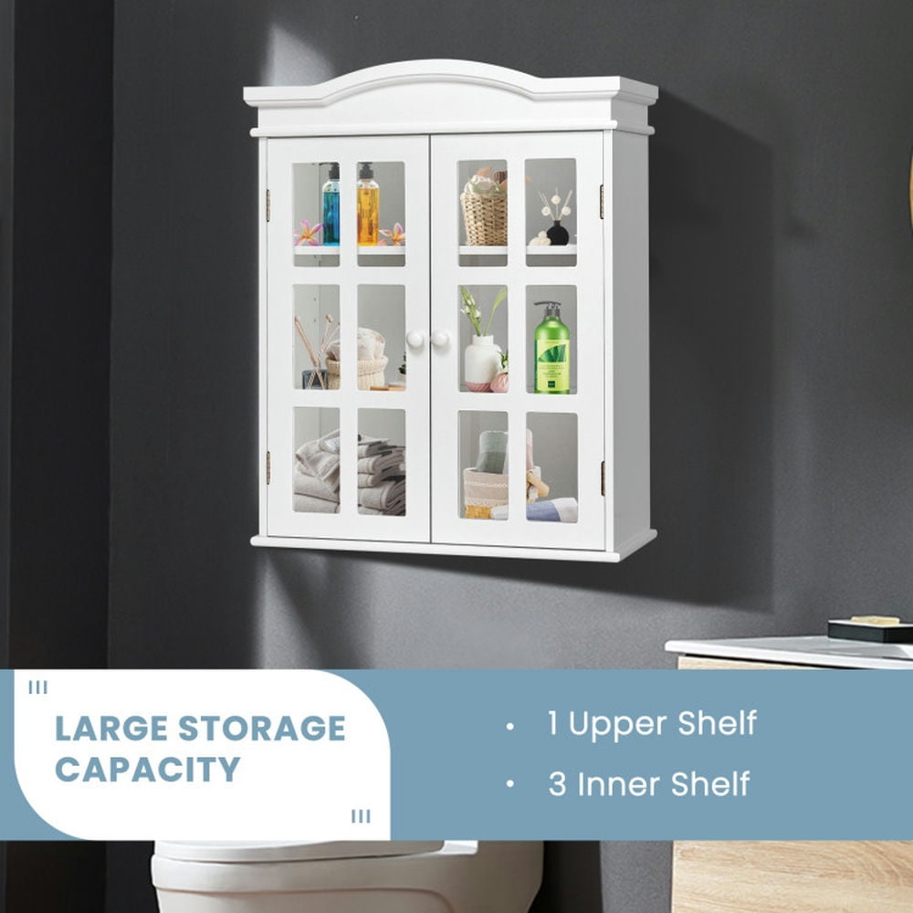 Finihen Bathroom Wall Cabinet, Wall Mounted Bathroom Cabinet, Medicine Cabinet, Wall-Mount Bathroom Double Doors Shelved Storage Cabinet, for Bathroom, White Finihen Bathroom Wall Cabinet, Wall Mounted Bathroom Cabinet, Medicine Cabinet, Wall-Mount Bathroom Double Doors Shelved Storage Cabinet, for Bathroom, White