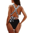 thumbnail image 2 of NEREID Sexy Tie Criss Cross Plunge One Piece Thong Swimsuit High Cut Brazilian Bathing Suit, 2 of 6