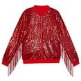 thumbnail image 4 of UAYOTSE Girls Sequin Jackets Bomber Jacket Zip Up Coat Sparkle Outwear Birthday Clothes,Red 4-6 Years, 4 of 4