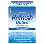 Refresh Optive Preservative-Free Artificial Tears Lubricant Eye Drops, 0.4 ml, 30 Count