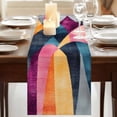 thumbnail image 3 of Colorful Abstract 90 Inch Table Runner, Modern Geometric Vintage Farmhouse Dresser Scarf Cotton & Linen Tablerunner for Dining/Kitchen Island/Holiday Party Décor 13" x 90", 3 of 9