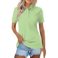 thumbnail image 2 of Polo Shirt for Women Casual Fit Collared Short Sleeve Tops Fashion Solid Color V Neck Button Down Tees Shirts Summer Tops, 2 of 5