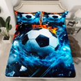 thumbnail image 2 of Manfei Soccer Football Full Size Sheets, Ice and Fire Bed Sheets, Teen Boys Sport Sheet Sets, Luxury Bedroom Decor 4pcs, 2 of 7