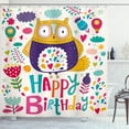 thumbnail image 1 of Ambesonne Owl Shower Curtain, Funny Greeting Doodle Art, 69"Wx75"L, Multicolor, 1 of 3