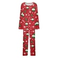 thumbnail image 6 of asdoklhq Flannel Pajamas for Women Ladies' Christmas Printed V-neck Casual Long Top Pants Pajama Set Red S, 6 of 6