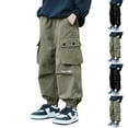 thumbnail image 4 of Odeerbi 4-13 Years Kids Boys Cargo Pants Athletic Sports Jogger Pants Spring Casual Straight Leg Pants with Multiple Pockets, 4 of 4