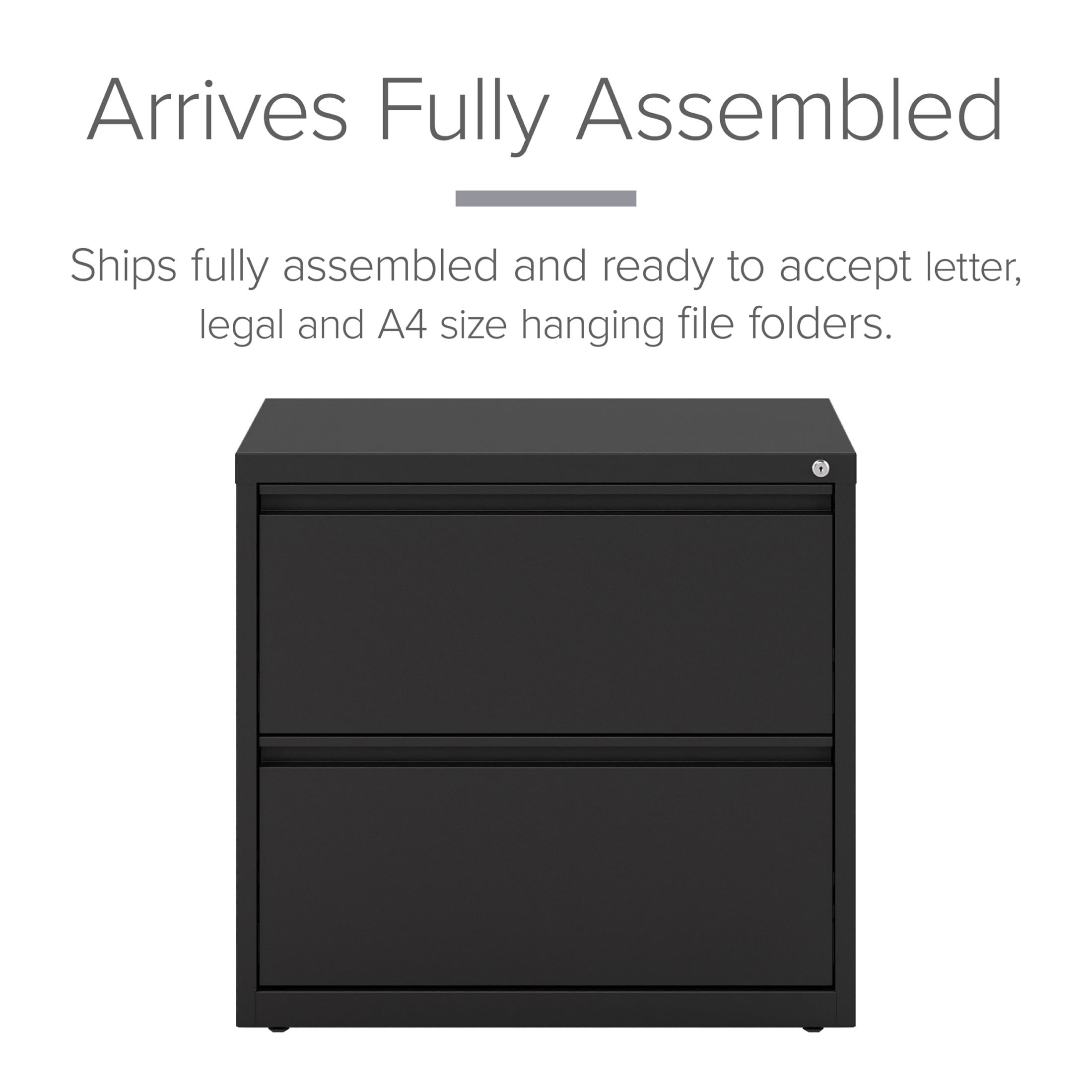 Hirsh 30 inch Wide 2 Drawer Metal Lateral File Cabinet for Home and Office, Holds Letter, Legal and A4 Hanging Folders, Black