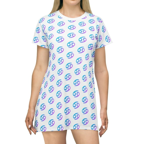 White Cancer Zodiac T-Shirt Dress 2.0