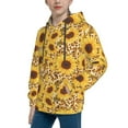 thumbnail image 2 of Fotbe Abstract Leopard Print Sunflower Pattern Youth Pullover Hooded Sweatshirt, Boys Hoodie, Kangaroo Pocket Hoodie for Kids Girls -Large, 2 of 6