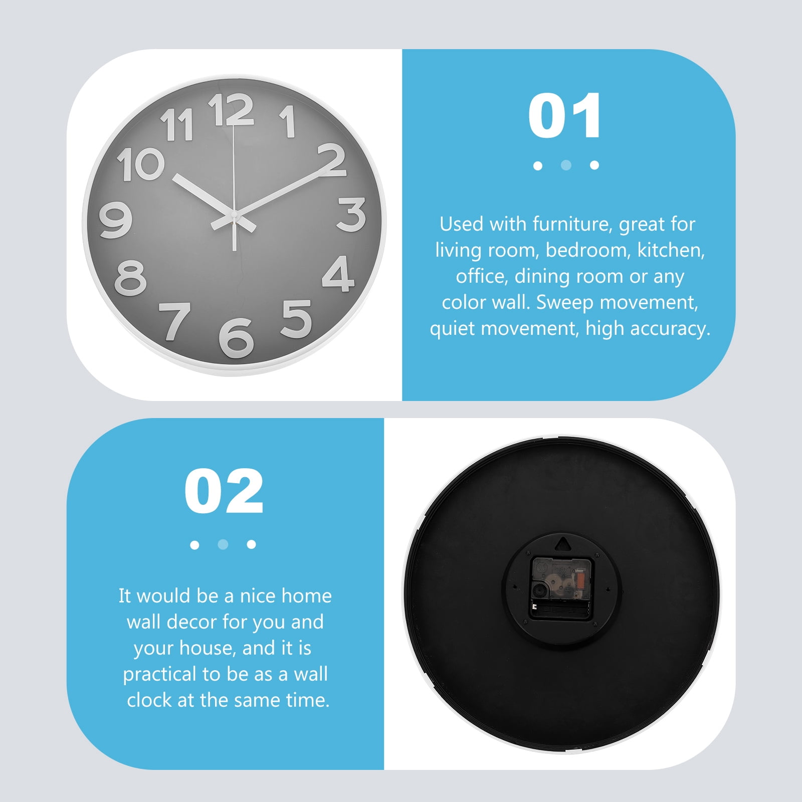 Ticking Wall Clock Stylish Clock 30x30x4.5cm White
