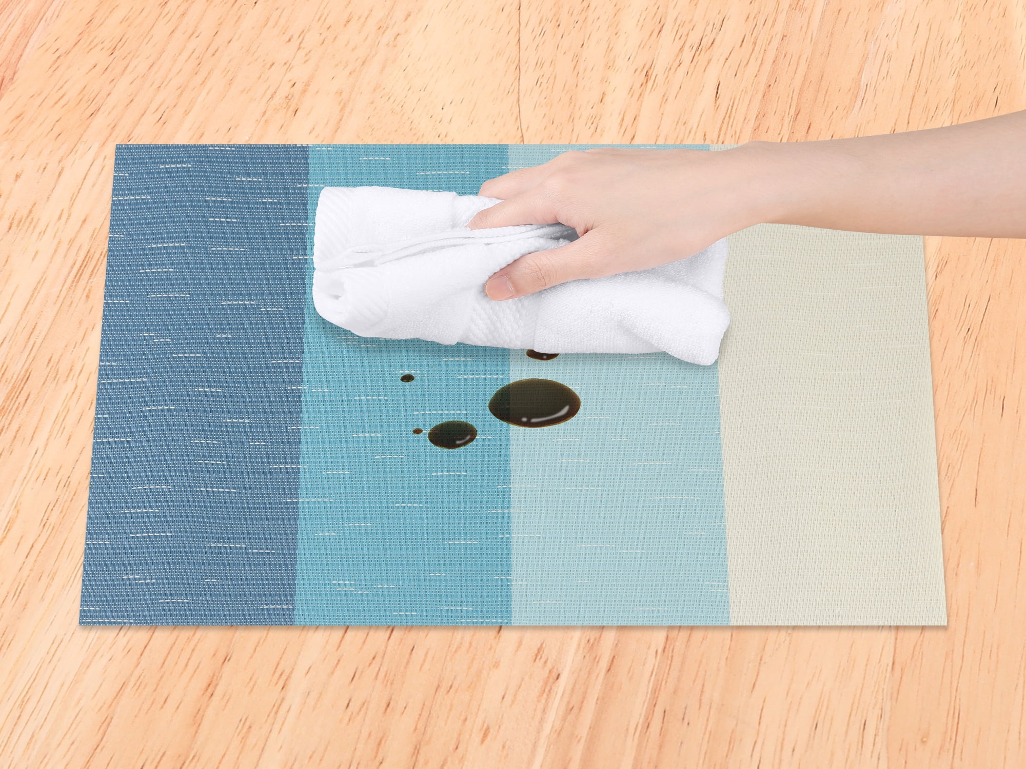 Unique Bargains 8 Packs Placemats for Kitchen Dining Table Decor Washable Green 18x12in